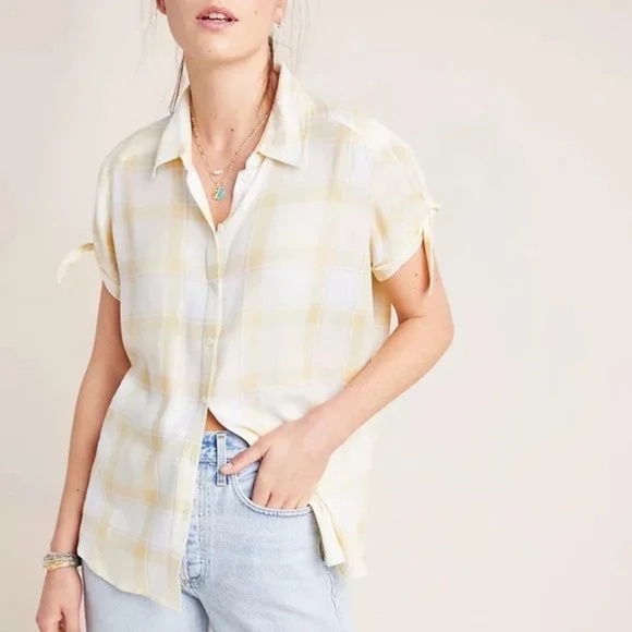 Anthropologie Paige Avery Check Buttondown XS - Picture 1 of 4